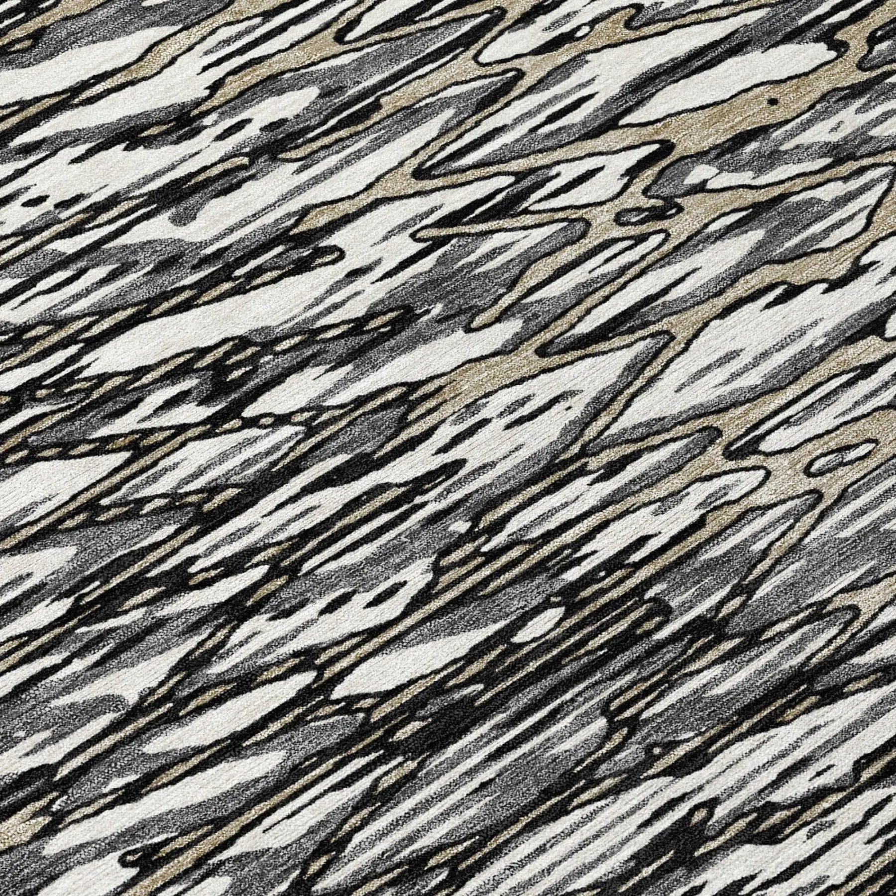 8' Black And Gray Round Abstract Washable Indoor Outdoor Area Rug Homeroots Outdoor