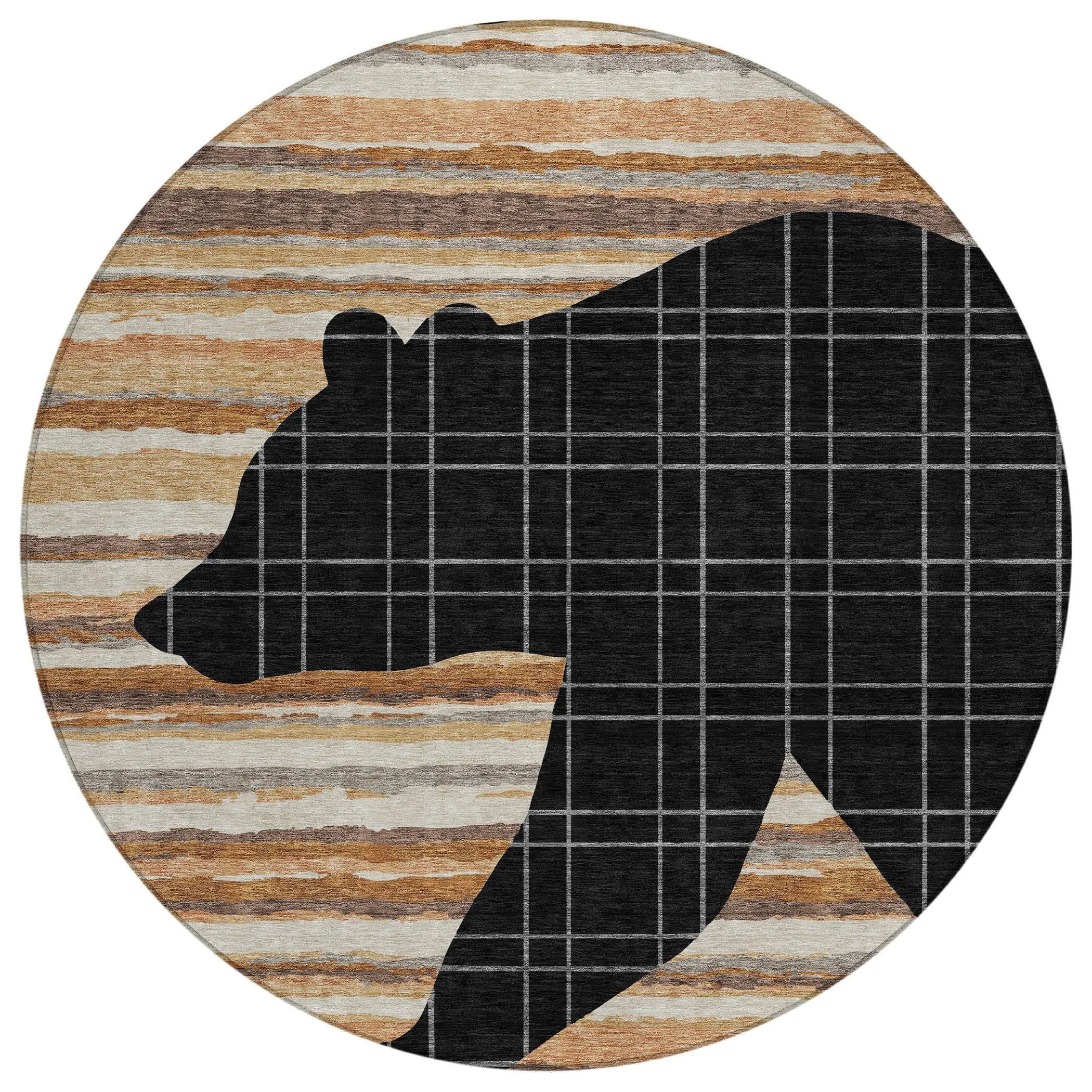 8' Black And Gray Round Abstract Washable Indoor Outdoor Area Rug Homeroots Outdoor