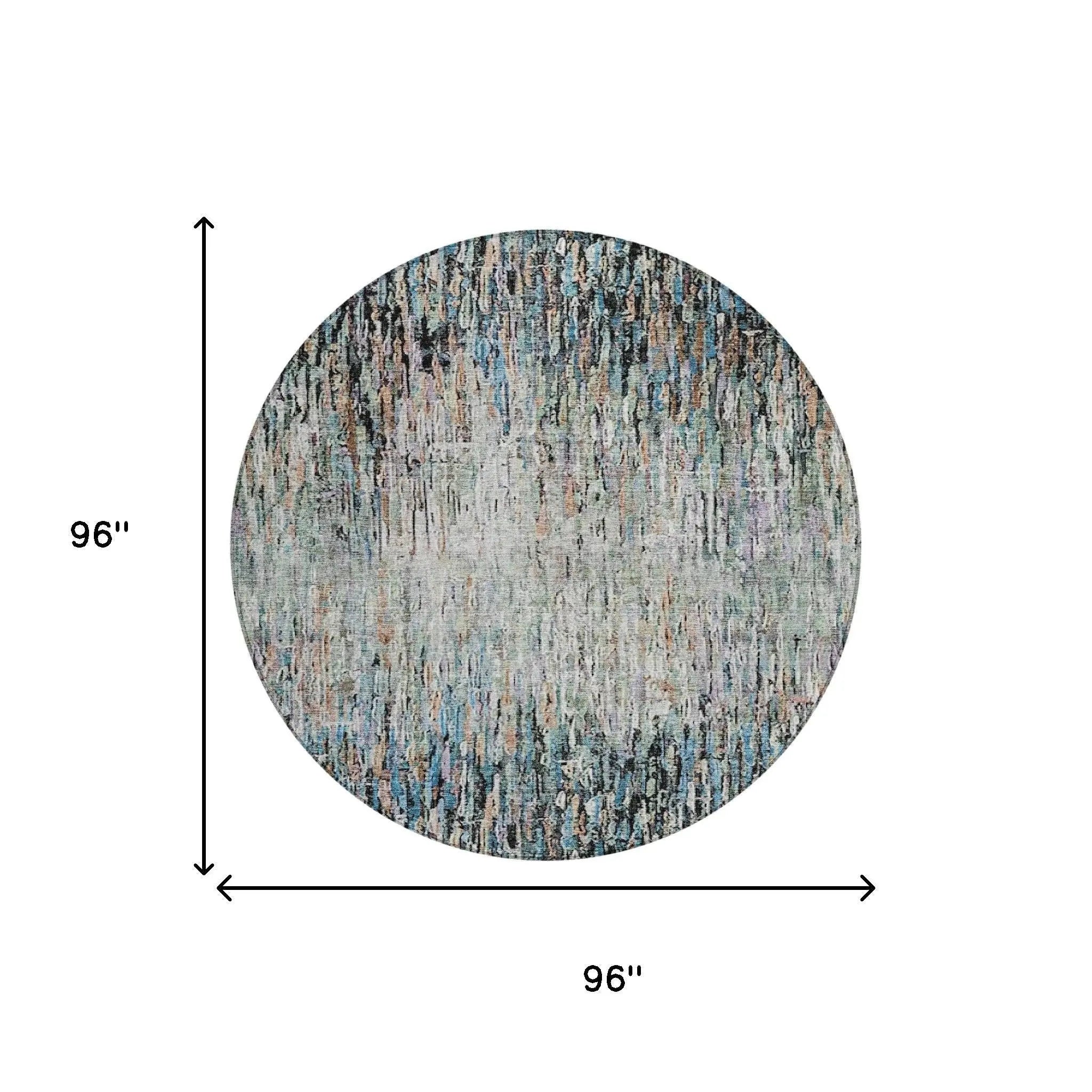 8' Black And Gray Round Striped Washable Indoor Outdoor Area Rug Homeroots Outdoor