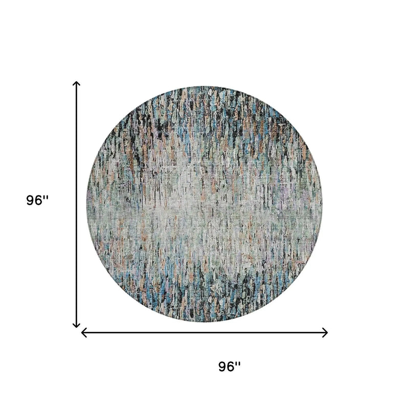 8' Black And Gray Round Striped Washable Indoor Outdoor Area Rug Homeroots Outdoor