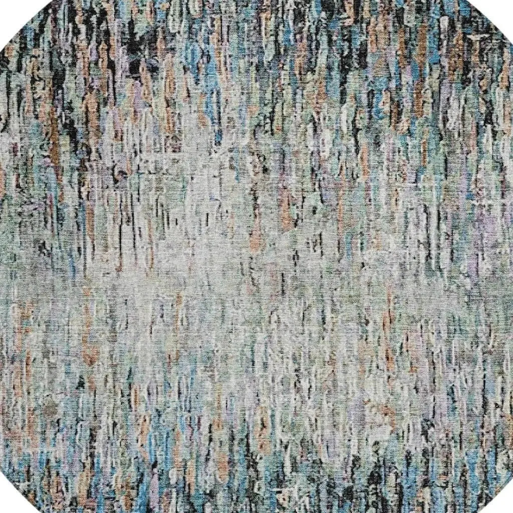 8' Black And Gray Round Striped Washable Indoor Outdoor Area Rug Homeroots Outdoor