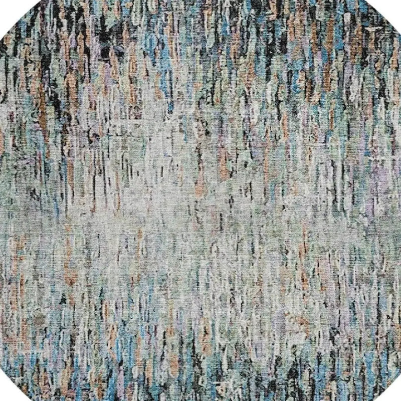 8' Black And Gray Round Striped Washable Indoor Outdoor Area Rug Homeroots Outdoor