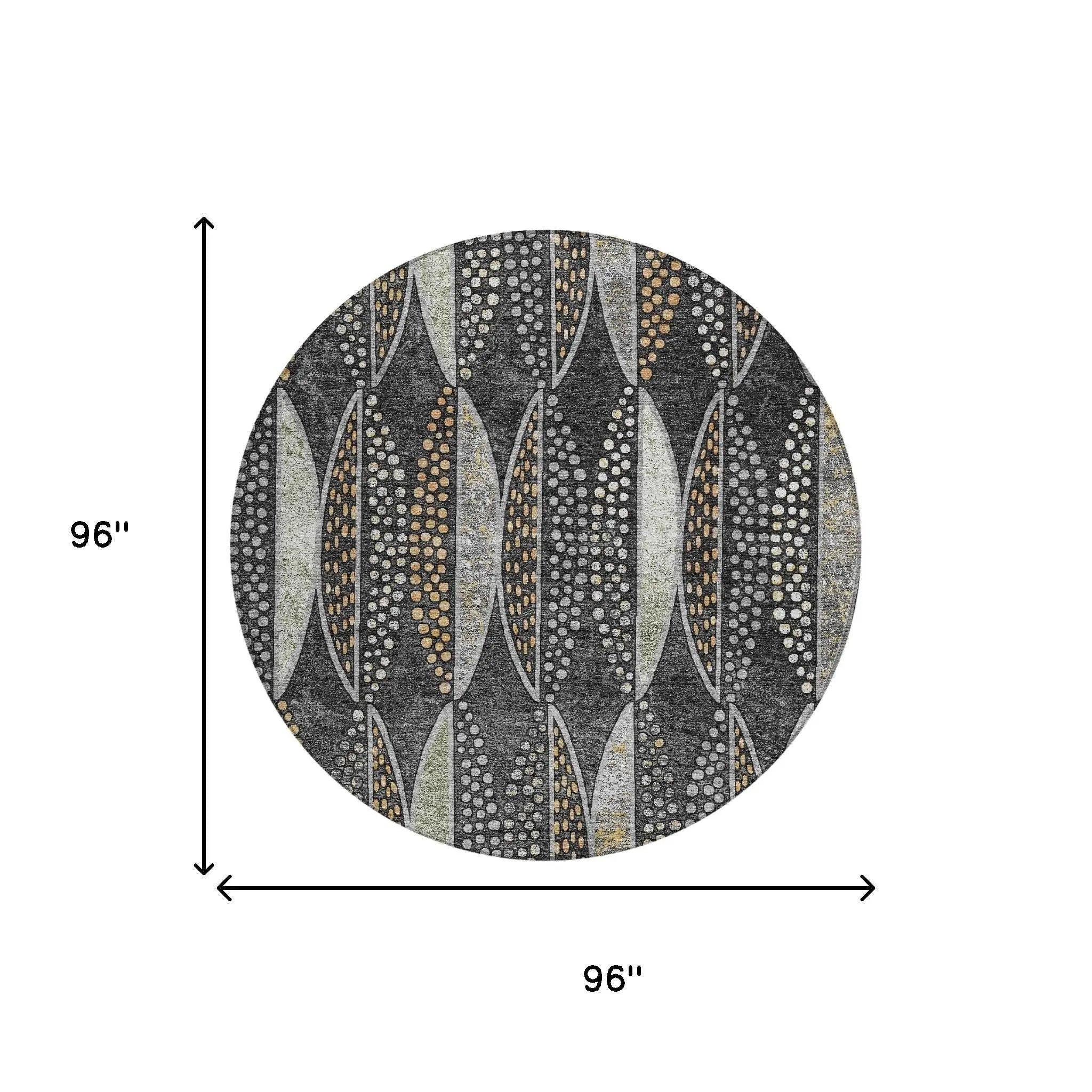 8' Black And Green Round Geometric Washable Indoor Outdoor Area Rug Homeroots Outdoor