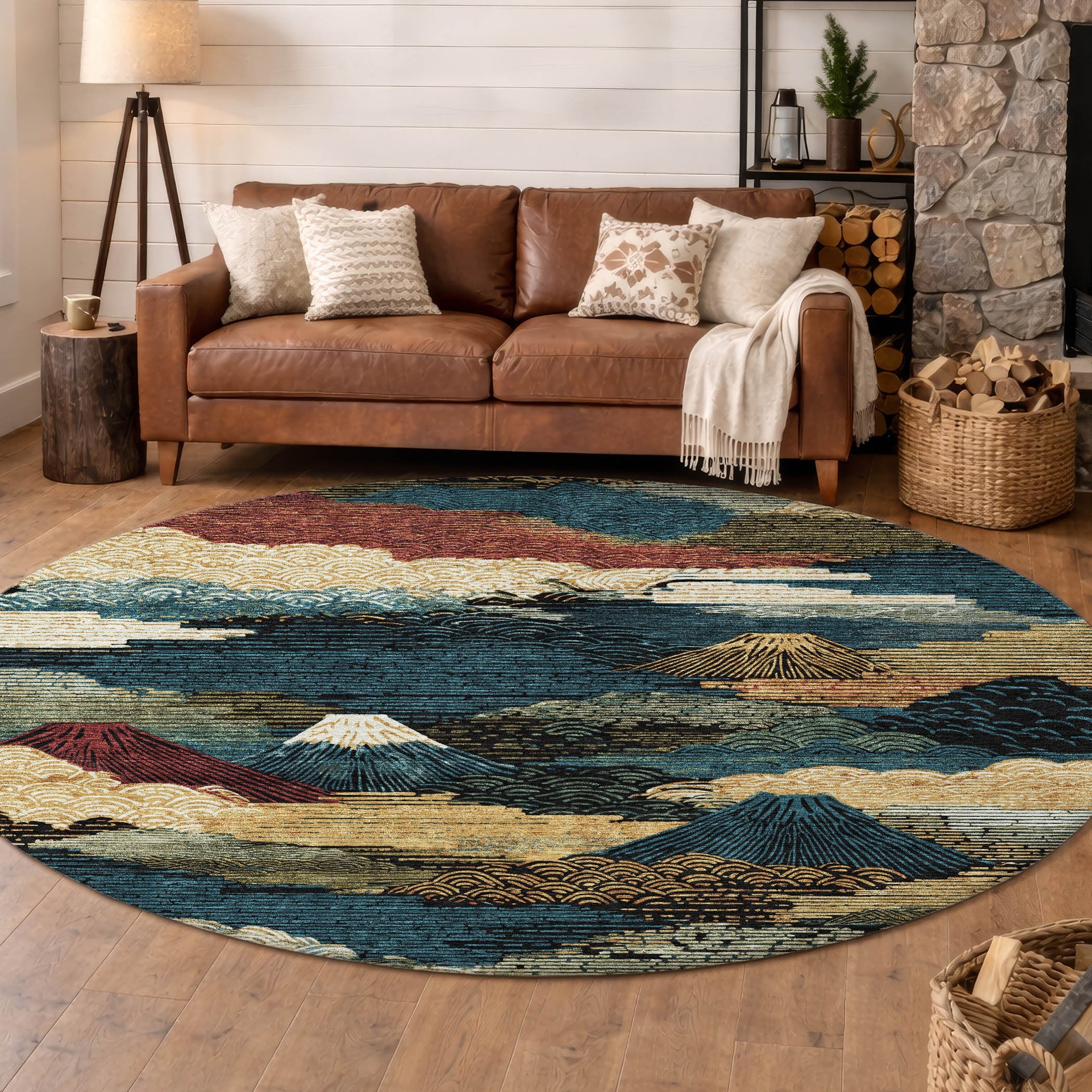 8' Black And Ivory Round Abstract Washable Indoor Outdoor Area Rug Homeroots Outdoor
