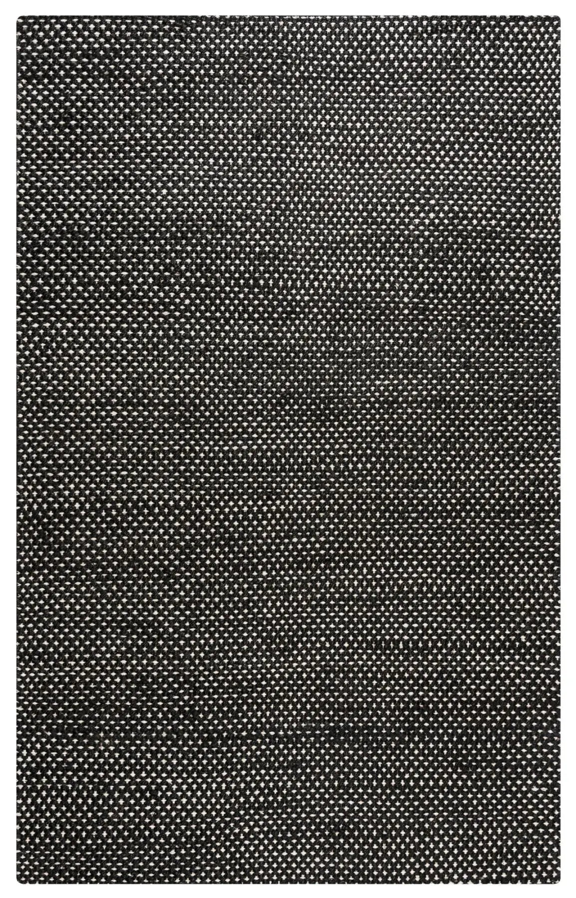 8' Black And Ivory Wool Polka Dot Hand Woven Area Rug Homeroots Home Decor