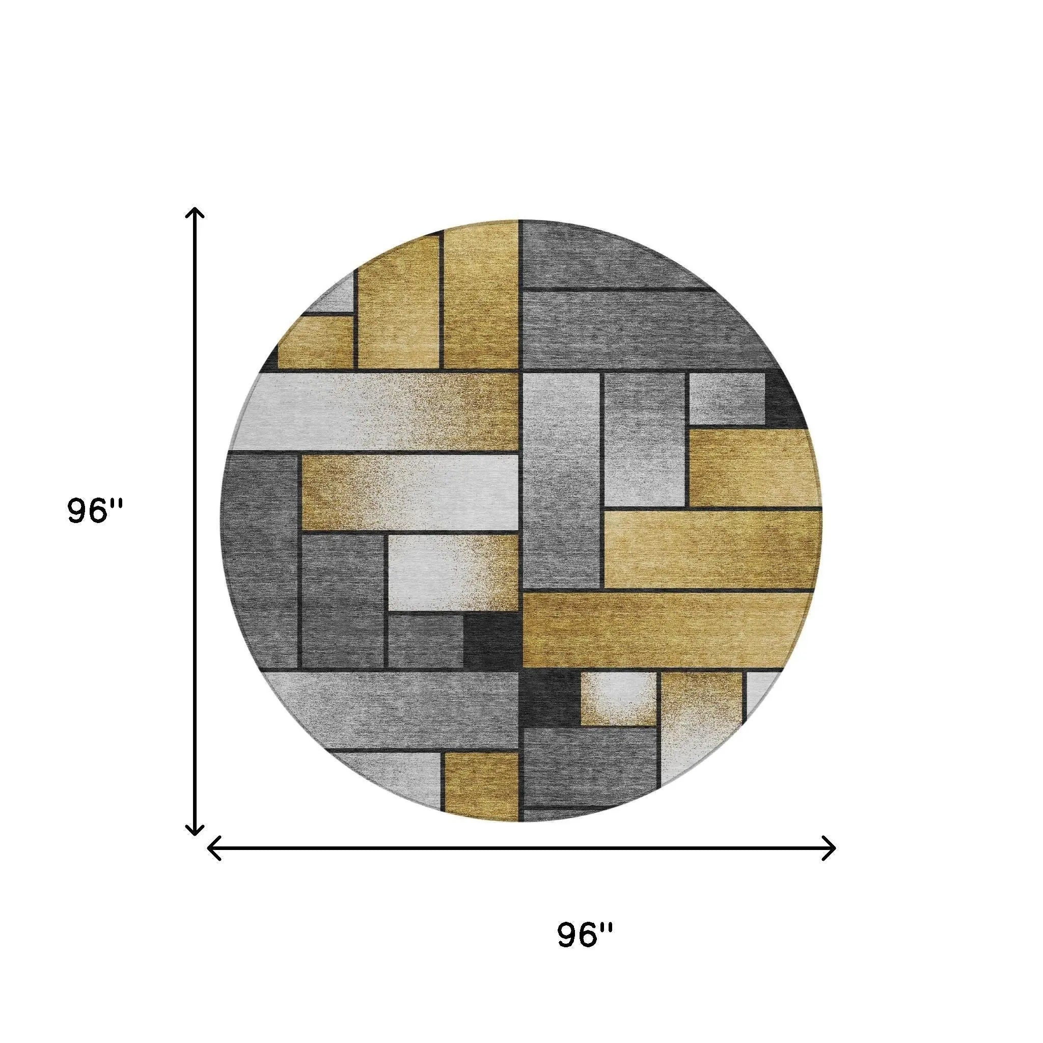 8' Black And Khaki Round Geometric Washable Indoor Outdoor Area Rug Homeroots Outdoor