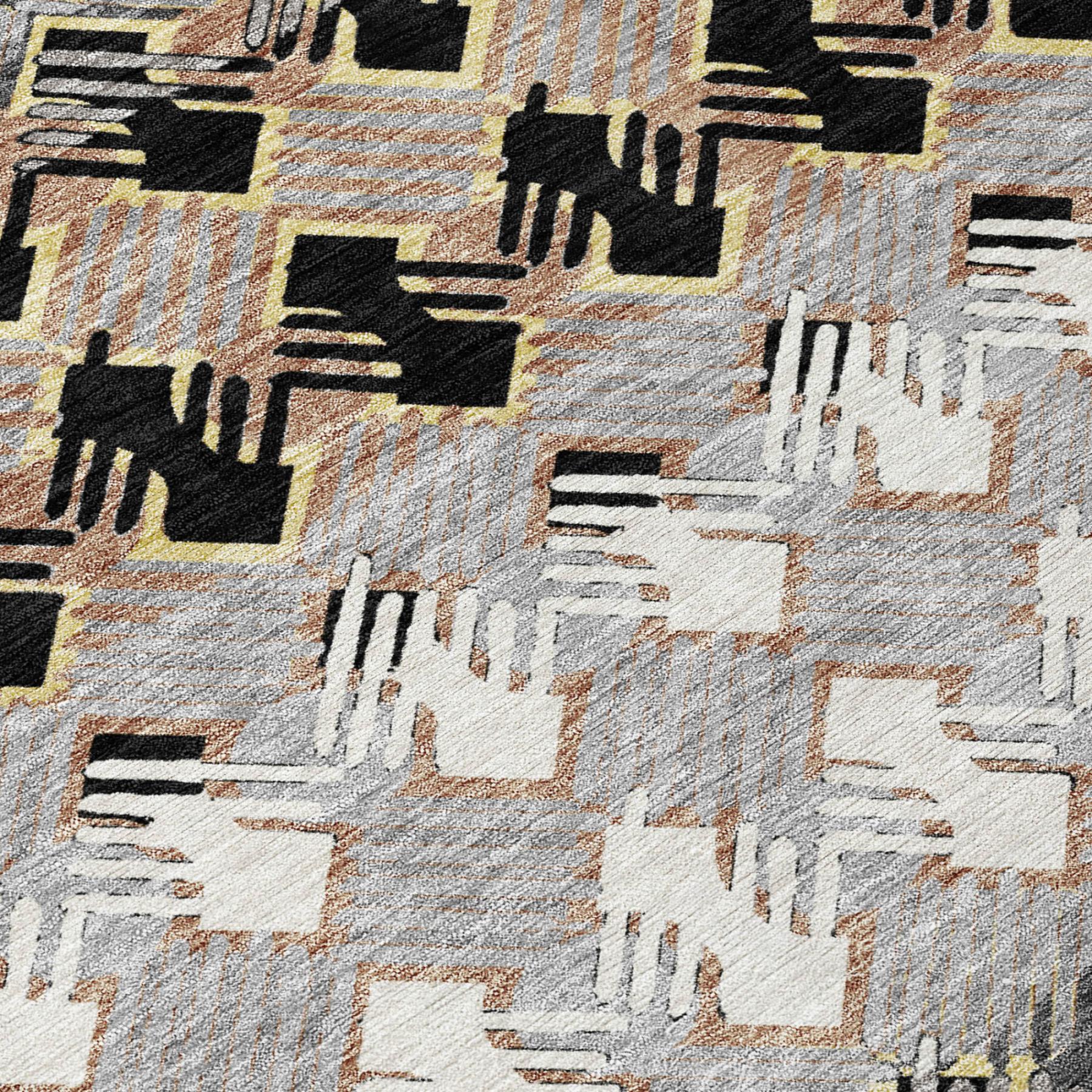 8' Black And Pewter Round Striped Washable Indoor Outdoor Area Rug Homeroots Outdoor