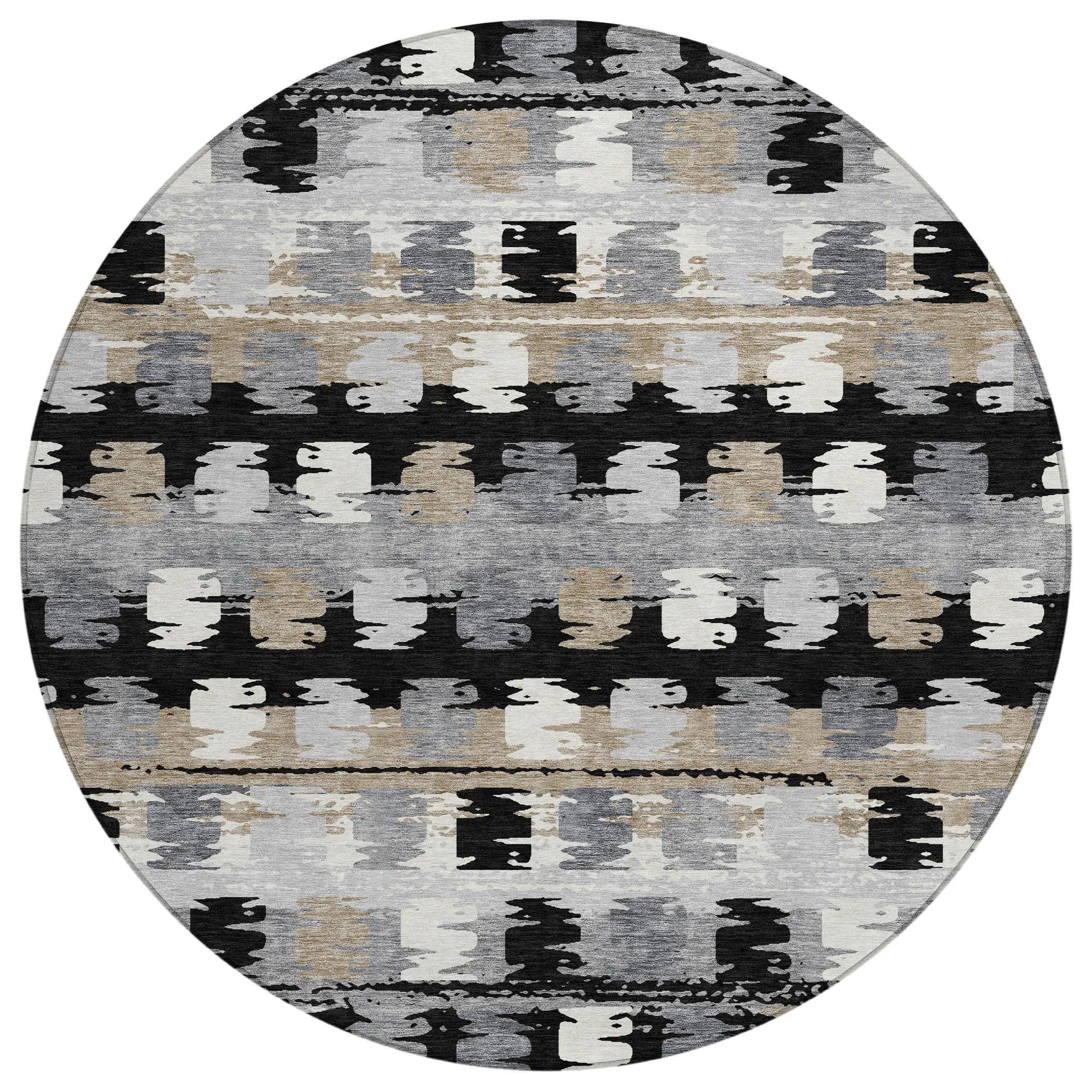8' Black And Purple Round Abstract Washable Indoor Outdoor Area Rug Homeroots Outdoor