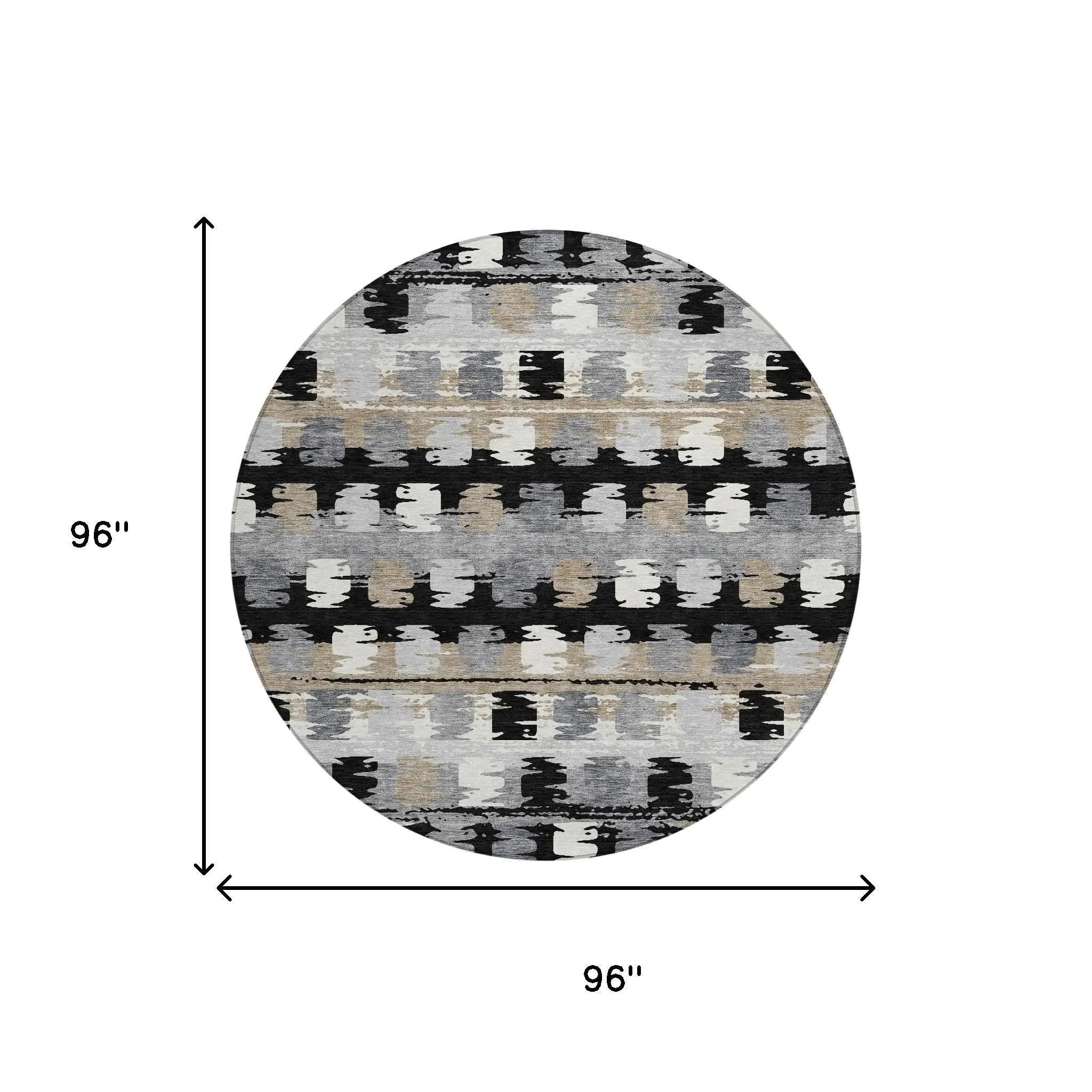 8' Black And Purple Round Abstract Washable Indoor Outdoor Area Rug Homeroots Outdoor