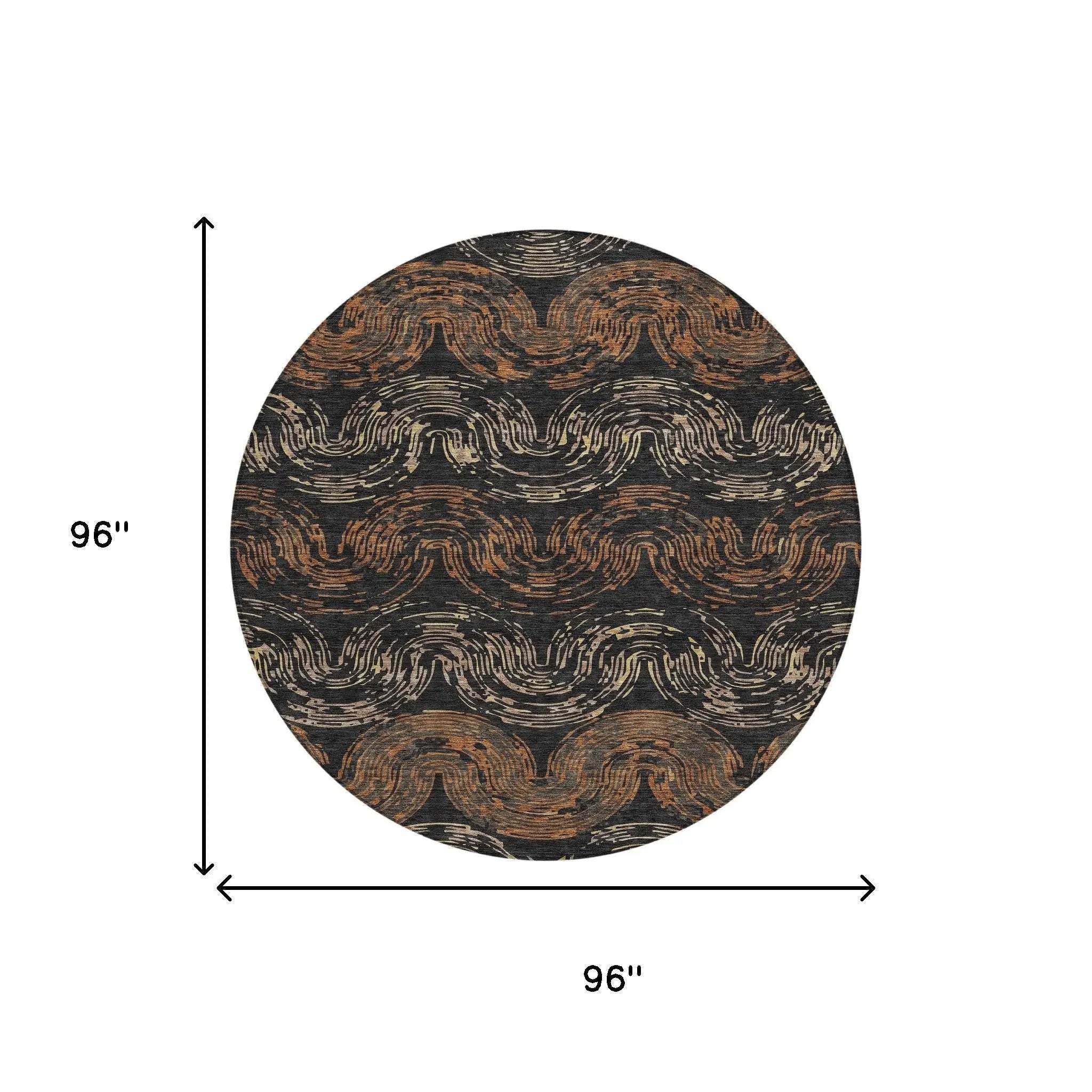 8' Black And Rust Round Abstract Washable Indoor Outdoor Area Rug Homeroots Outdoor