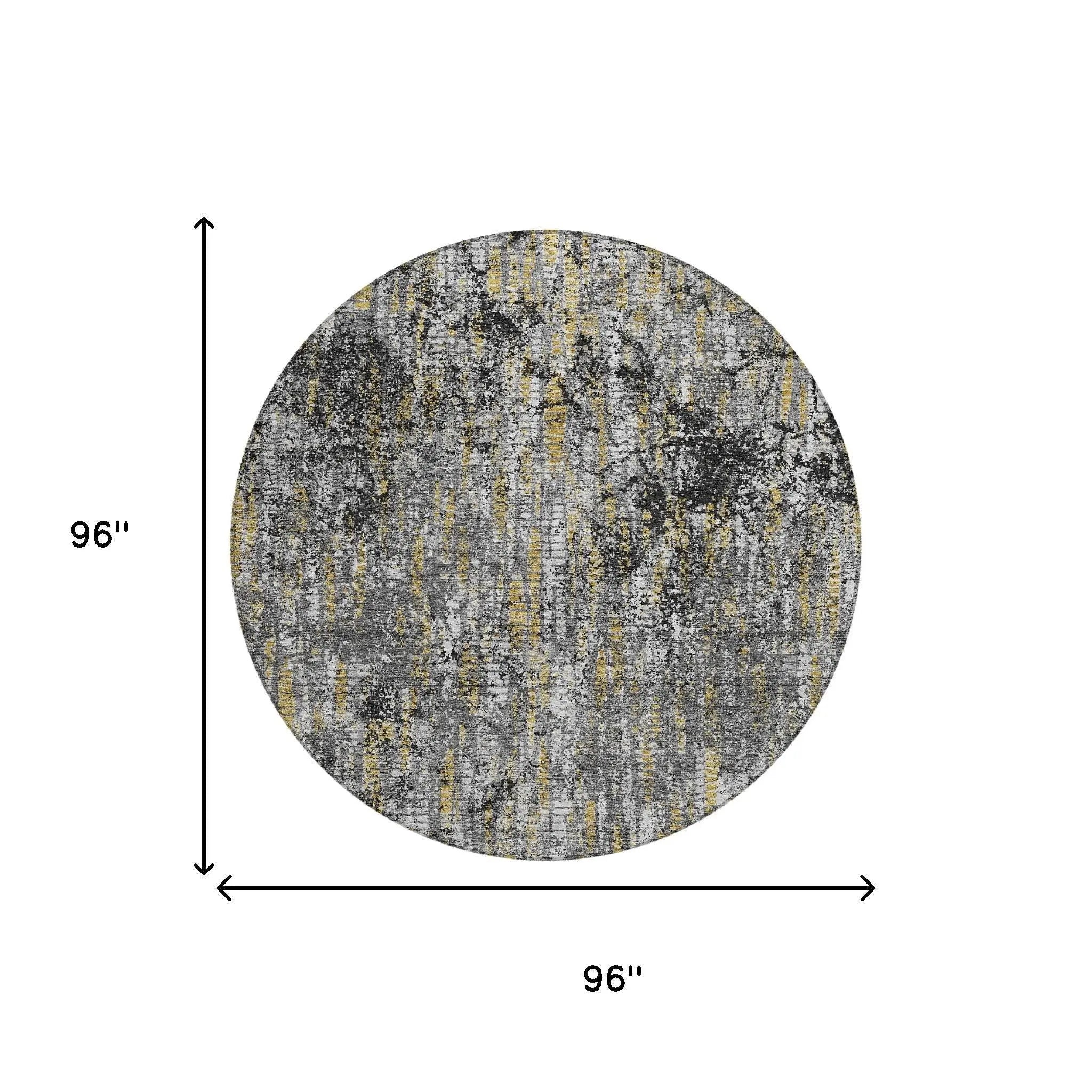 8' Black And Taupe Round Abstract Washable Indoor Outdoor Area Rug Homeroots Outdoor