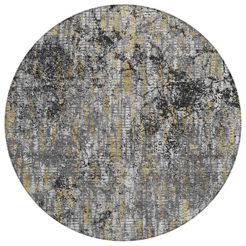 8' Black And Taupe Round Abstract Washable Indoor Outdoor Area Rug Homeroots Outdoor