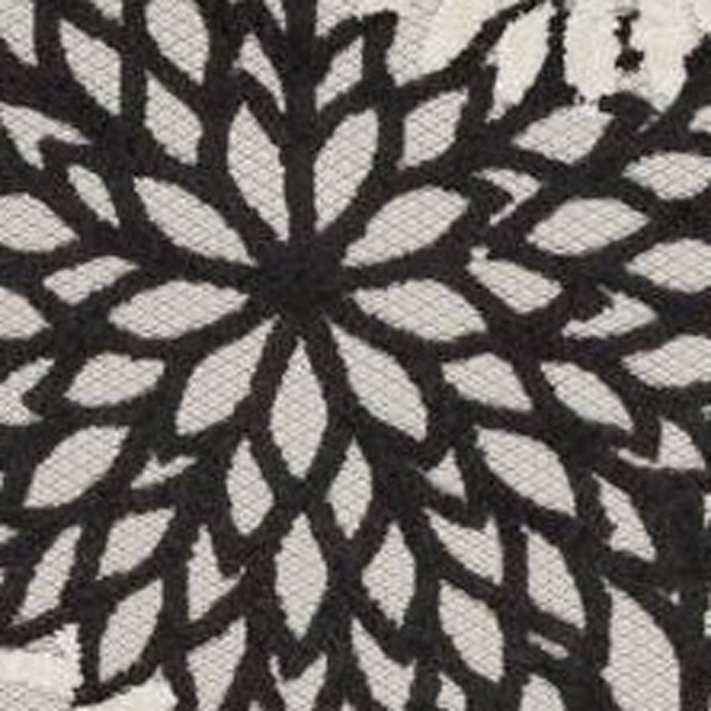 8' Black And White Indoor Outdoor Runner Rug - GreatEagleInc