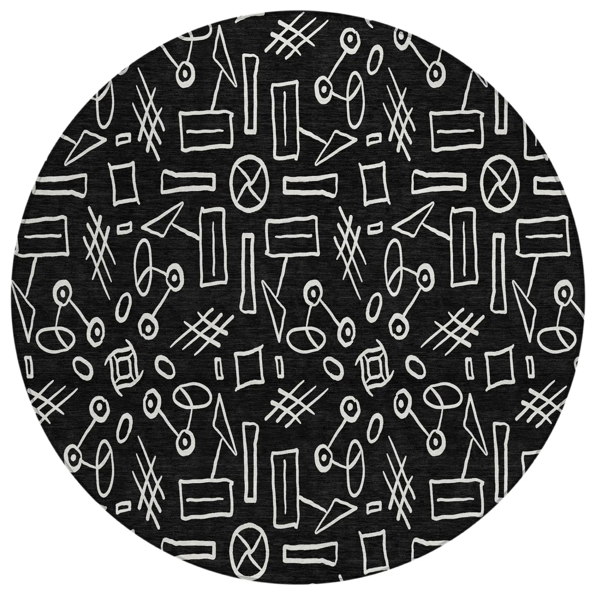 8' Black And White Round Geometric Washable Indoor Outdoor Area Rug Homeroots Outdoor