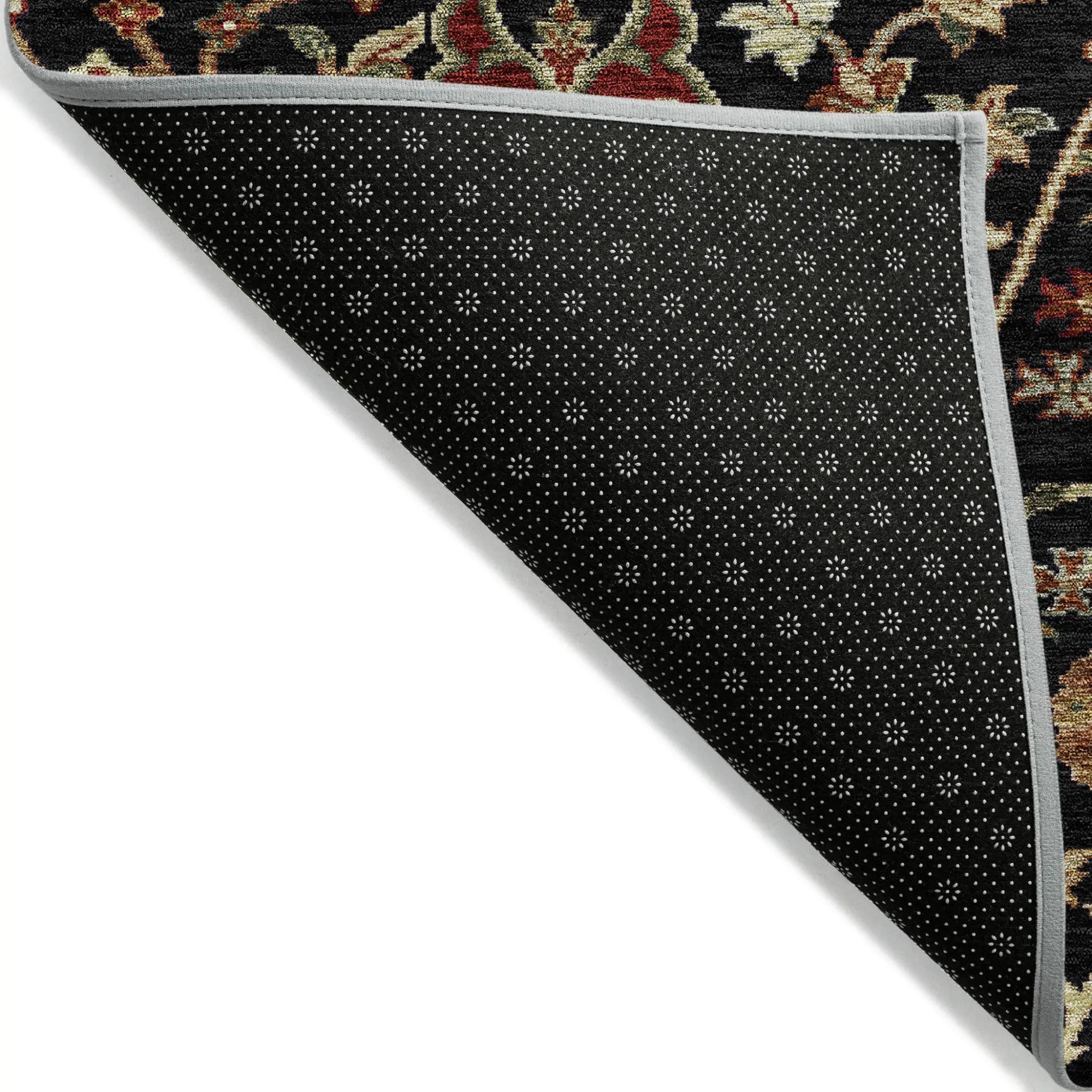8' Black Brown And Red Round Floral Washable Indoor Outdoor Area Rug Homeroots Outdoor