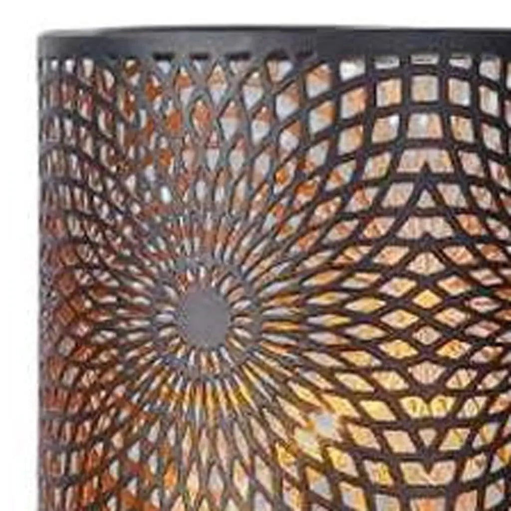 8" Black Metal Pierced Novelty Desk Lamp With Cylinder Shade Homeroots Lighting