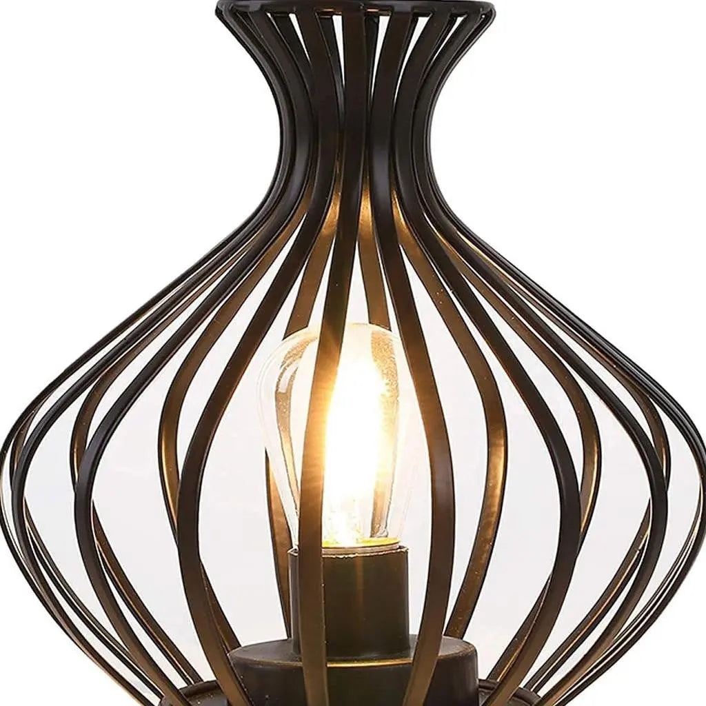 8" Black Metal Pierced Novelty Desk Lamp With Novelty Shade Homeroots Lighting