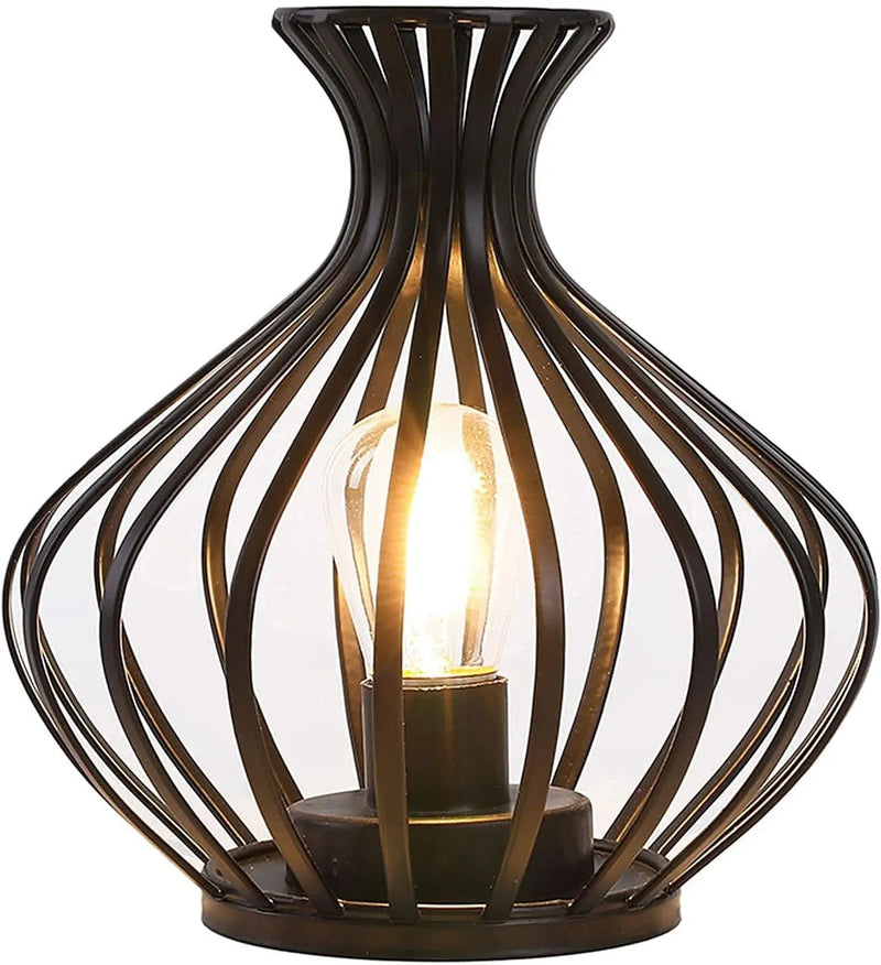 8" Black Metal Pierced Novelty Desk Lamp With Novelty Shade Homeroots Lighting