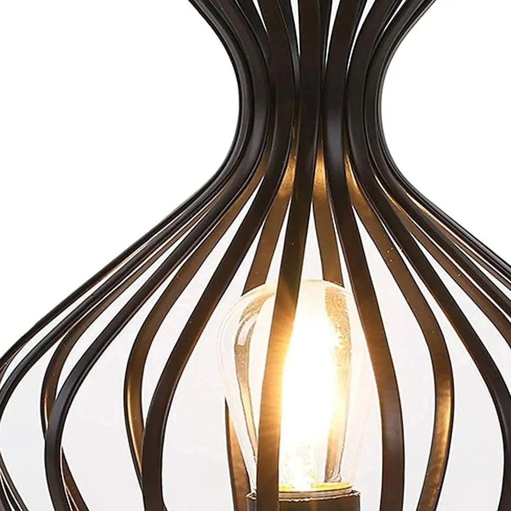 8" Black Metal Pierced Novelty Desk Lamp With Novelty Shade Homeroots Lighting
