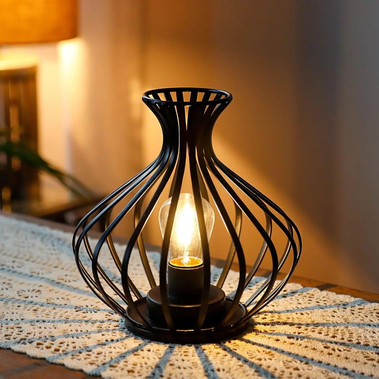 8" Black Metal Pierced Novelty Desk Lamp With Novelty Shade Homeroots Lighting