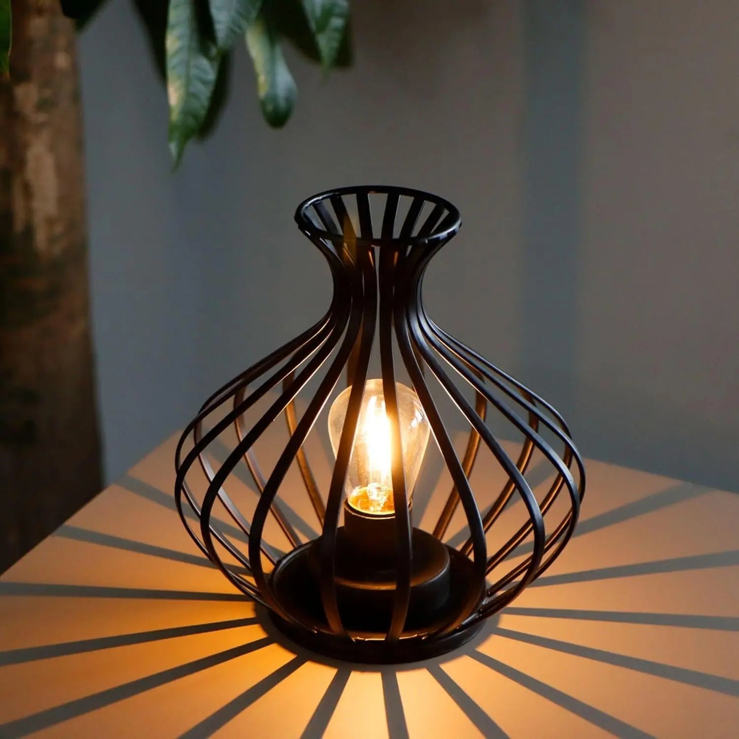 8" Black Metal Pierced Novelty Desk Lamp With Novelty Shade Homeroots Lighting