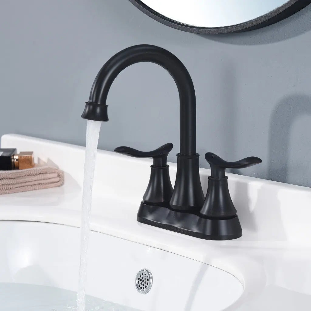 8" Black Stainless Steel Centerset Faucet Homeroots Bed & Bath