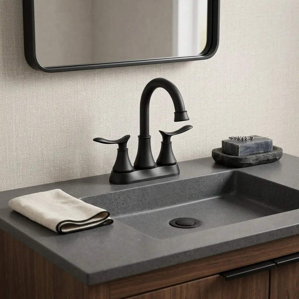 8" Black Stainless Steel Centerset Faucet Homeroots Bed & Bath