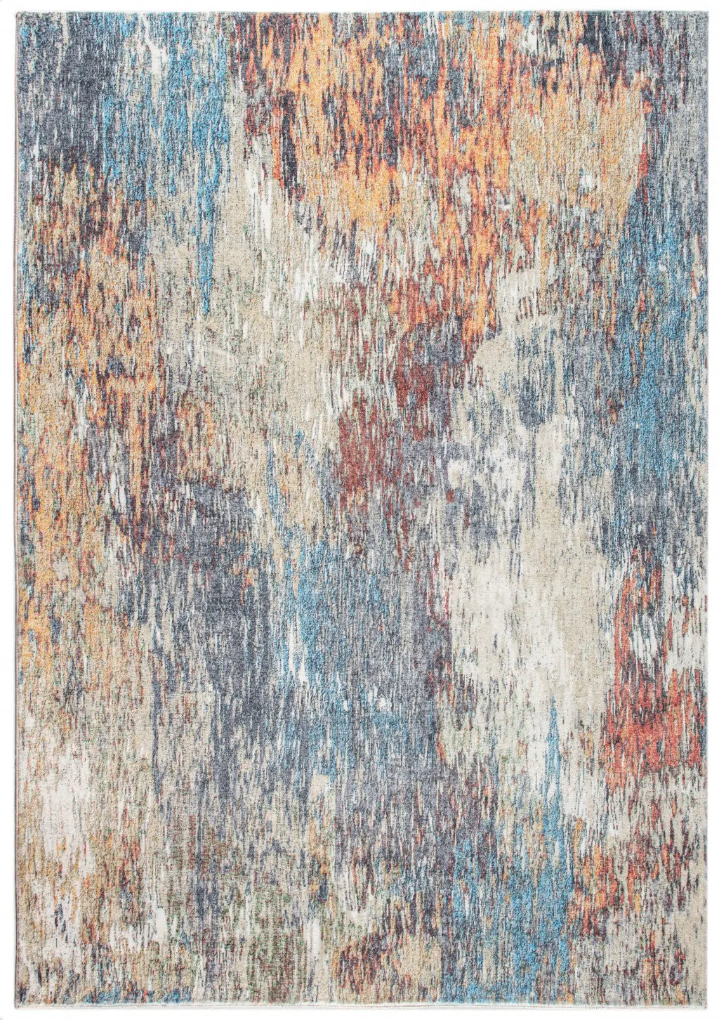 8' Blue And Beige Abstract Runner Rug Homeroots Home Decor