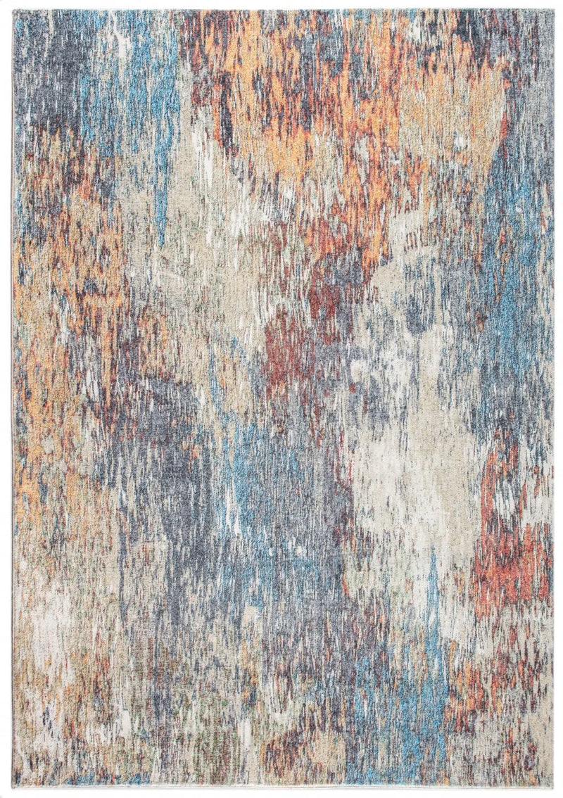 8' Blue And Beige Abstract Runner Rug Homeroots Home Decor