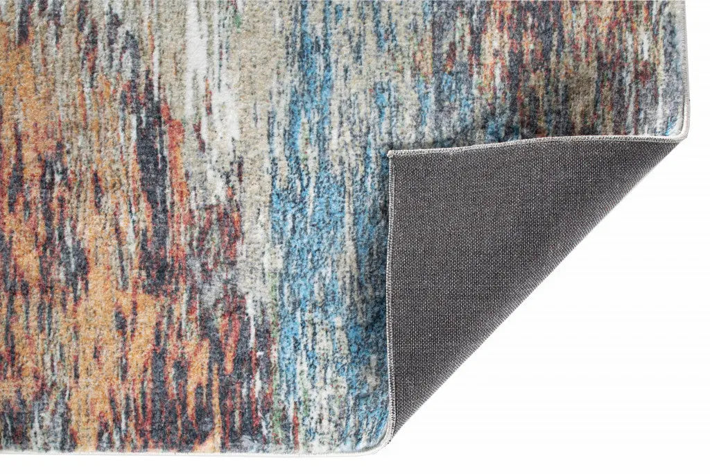 8' Blue And Beige Abstract Runner Rug Homeroots Home Decor