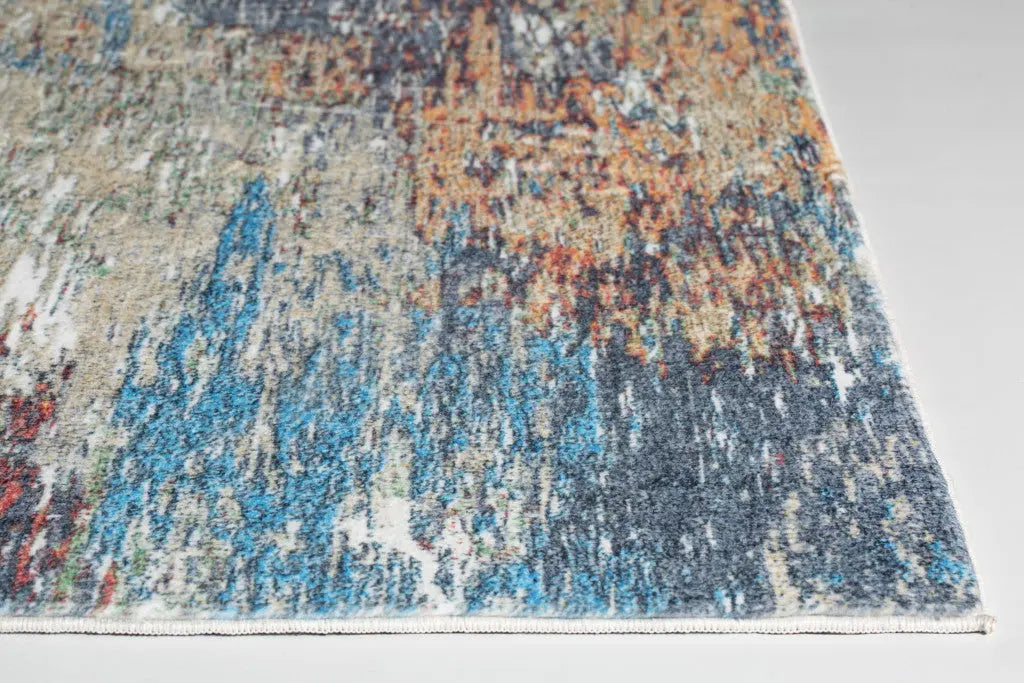 8' Blue And Beige Abstract Runner Rug Homeroots Home Decor