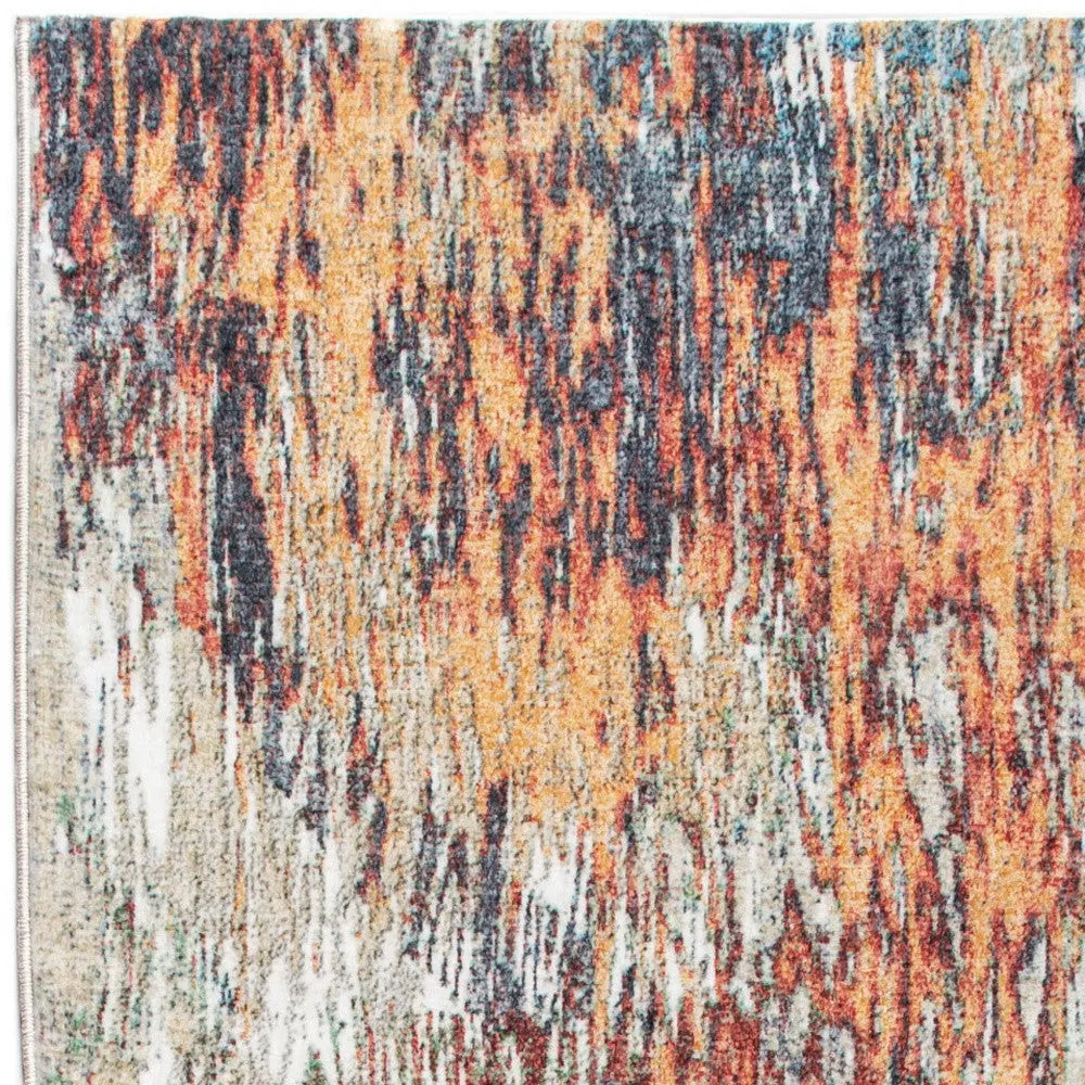 8' Blue And Beige Abstract Runner Rug Homeroots Home Decor
