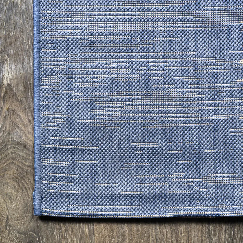 8' Blue And Beige Striped Indoor Outdoor Runner Rug Homeroots Outdoor