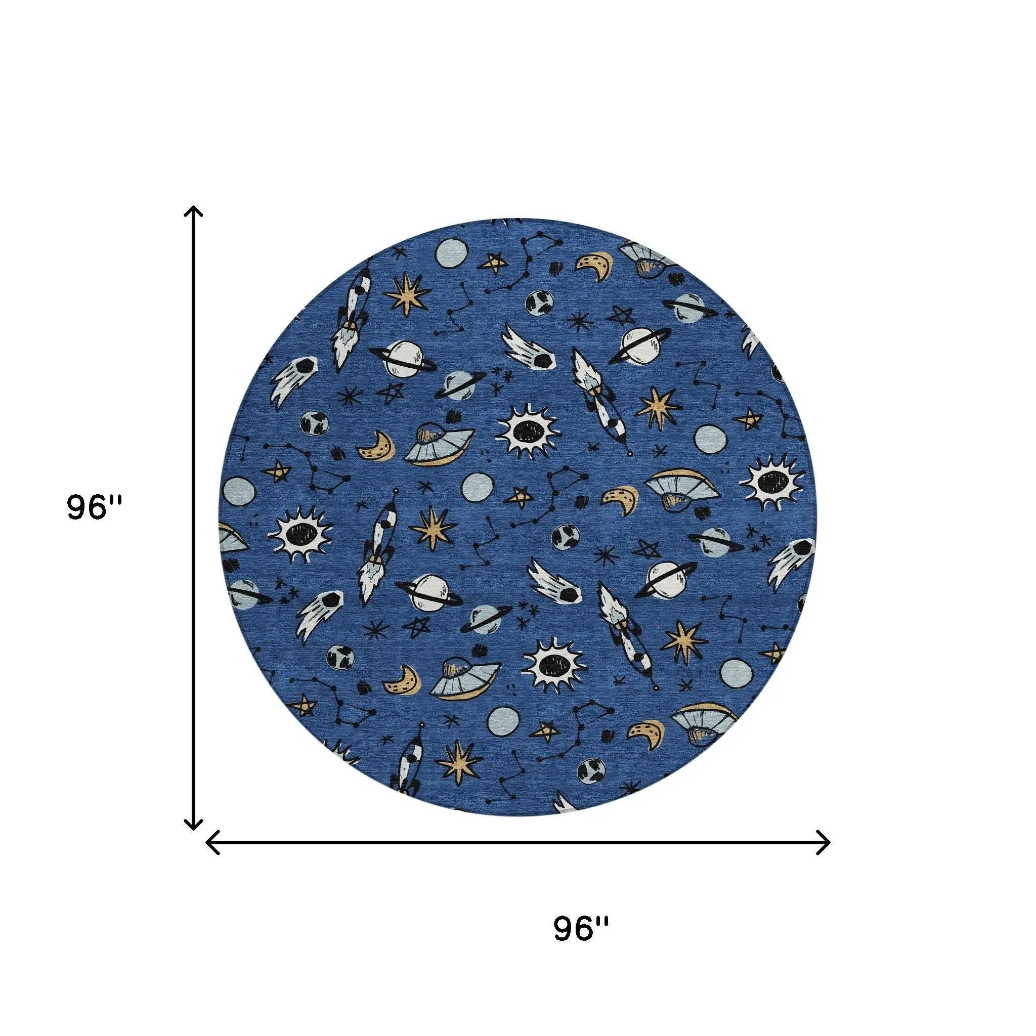 8' Blue And Black Round Animal Print Washable Indoor Outdoor Area Rug Homeroots Outdoor