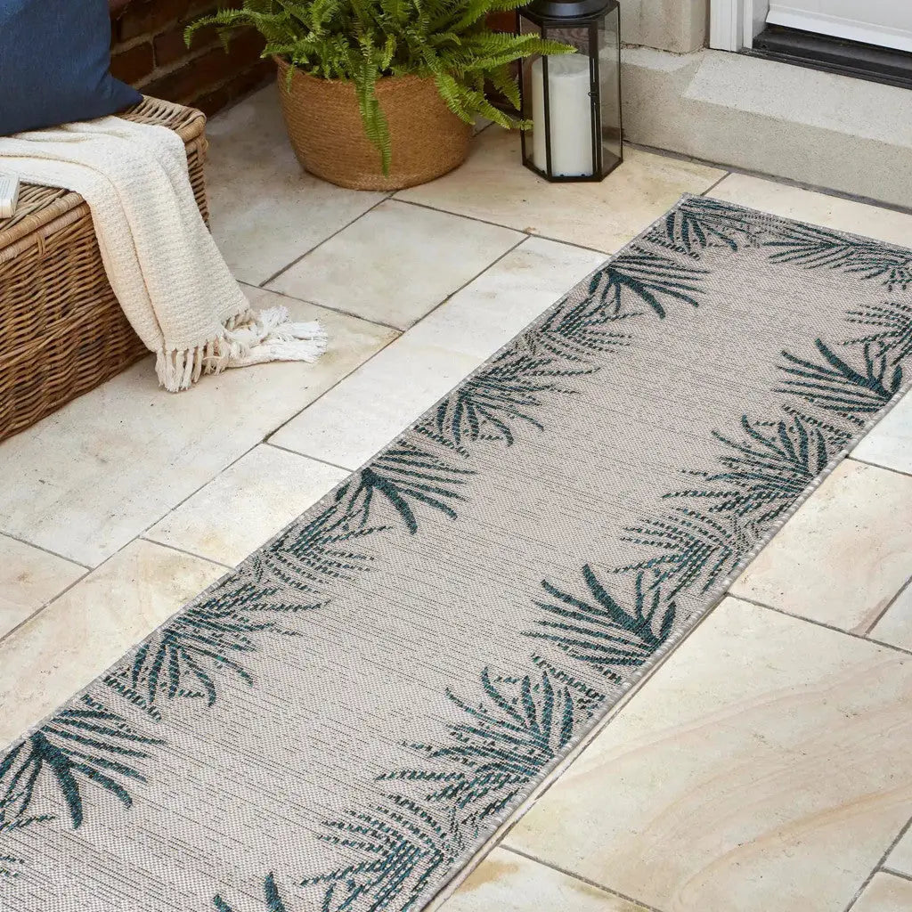 8' Blue And Cream Floral Indoor Outdoor Runner Rug Homeroots Outdoor