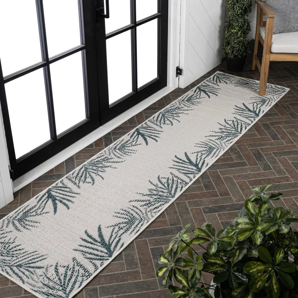 8' Blue And Cream Floral Indoor Outdoor Runner Rug Homeroots Outdoor