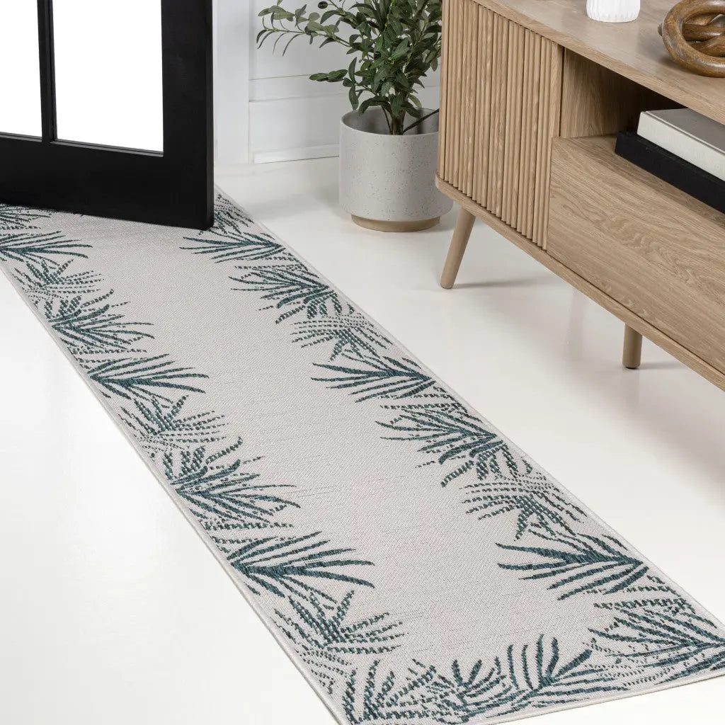 8' Blue And Cream Floral Indoor Outdoor Runner Rug Homeroots Outdoor
