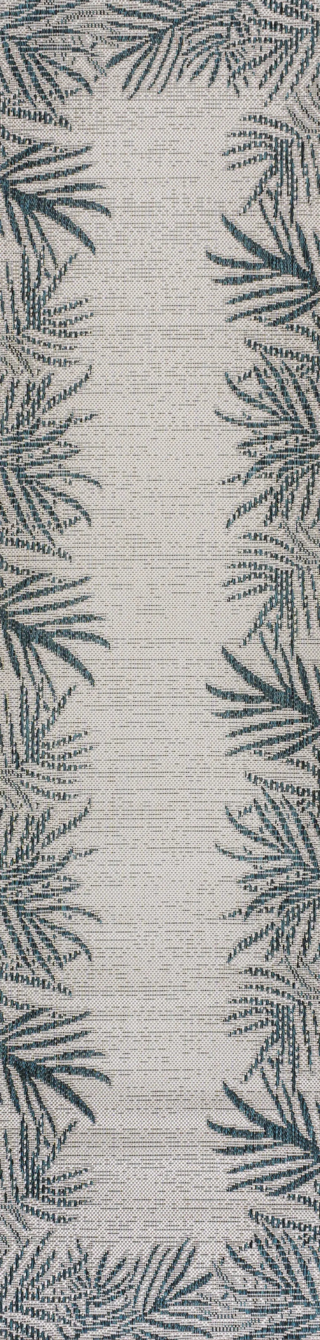 8' Blue And Cream Floral Indoor Outdoor Runner Rug Homeroots Outdoor