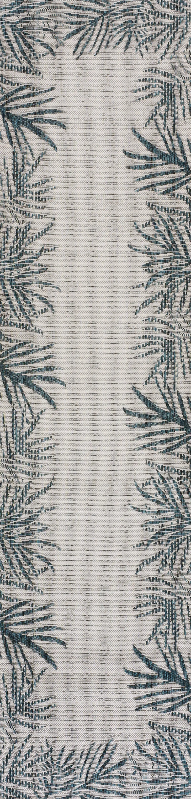 8' Blue And Cream Floral Indoor Outdoor Runner Rug Homeroots Outdoor