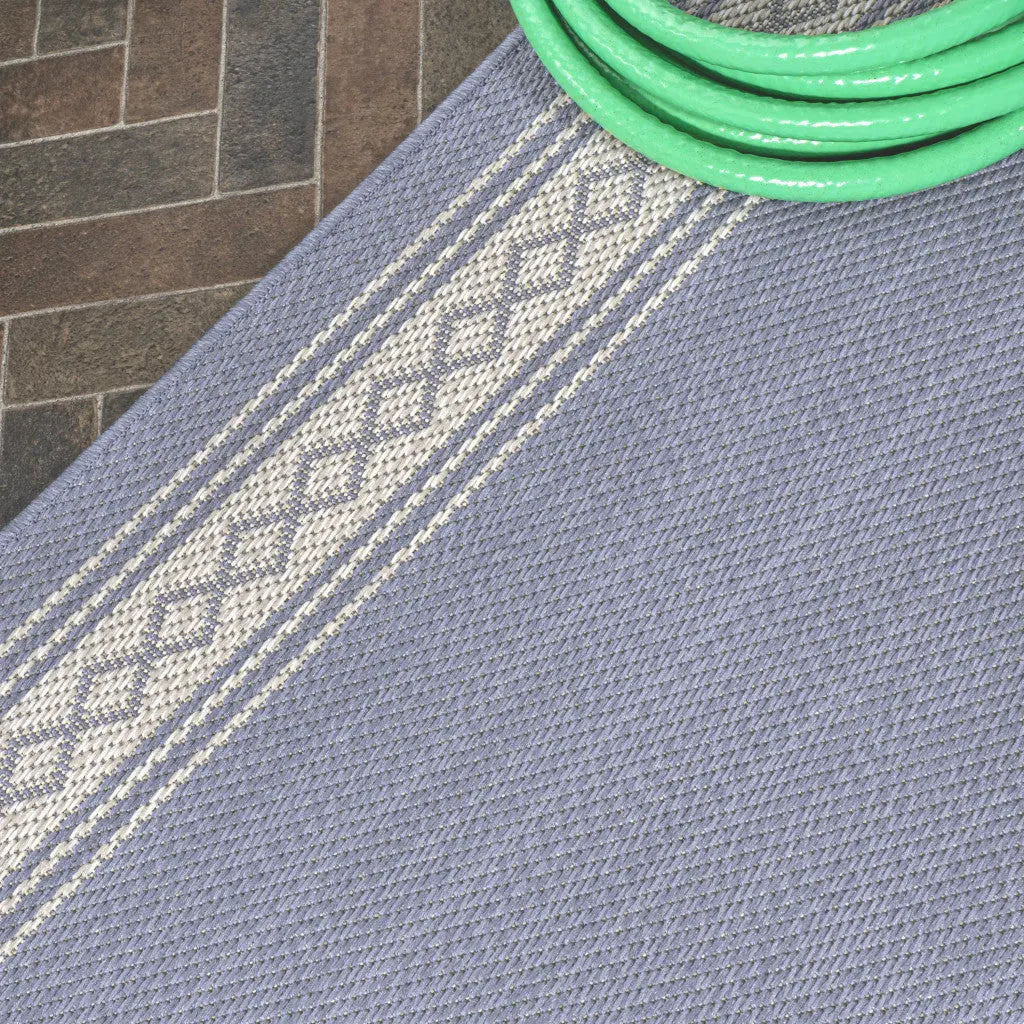 8' Blue And Cream Indoor Outdoor Runner Rug Homeroots Outdoor