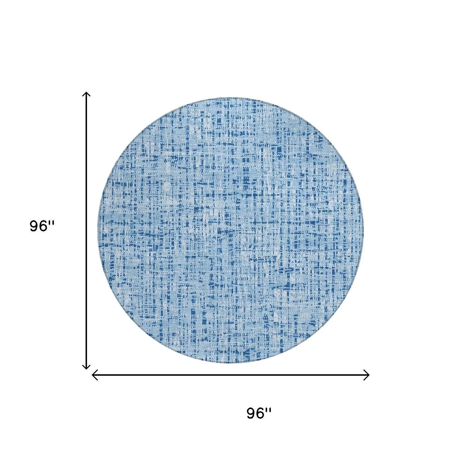 8' Blue And Denim Blue Round Abstract Washable Indoor Outdoor Area Rug Homeroots Outdoor