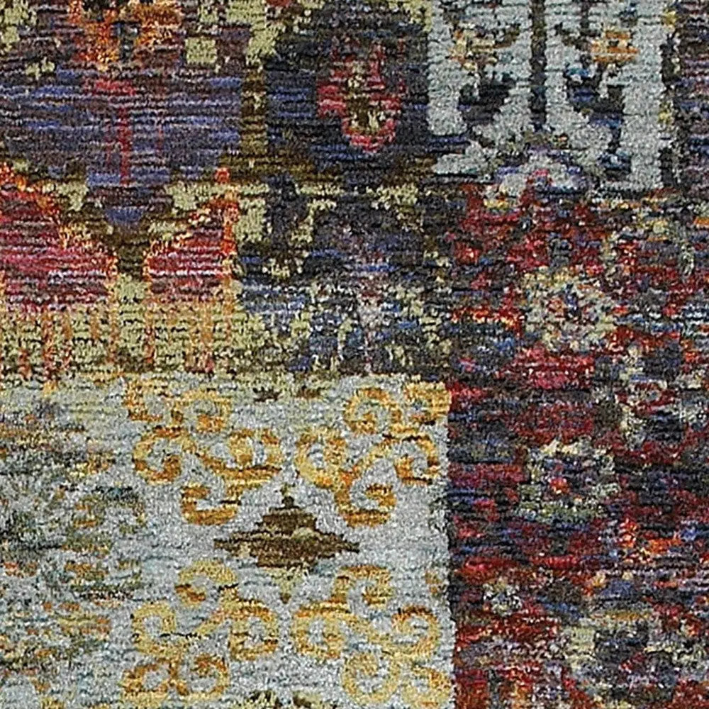 8' Blue And Gold Abstract Runner Rug Homeroots Home Decor