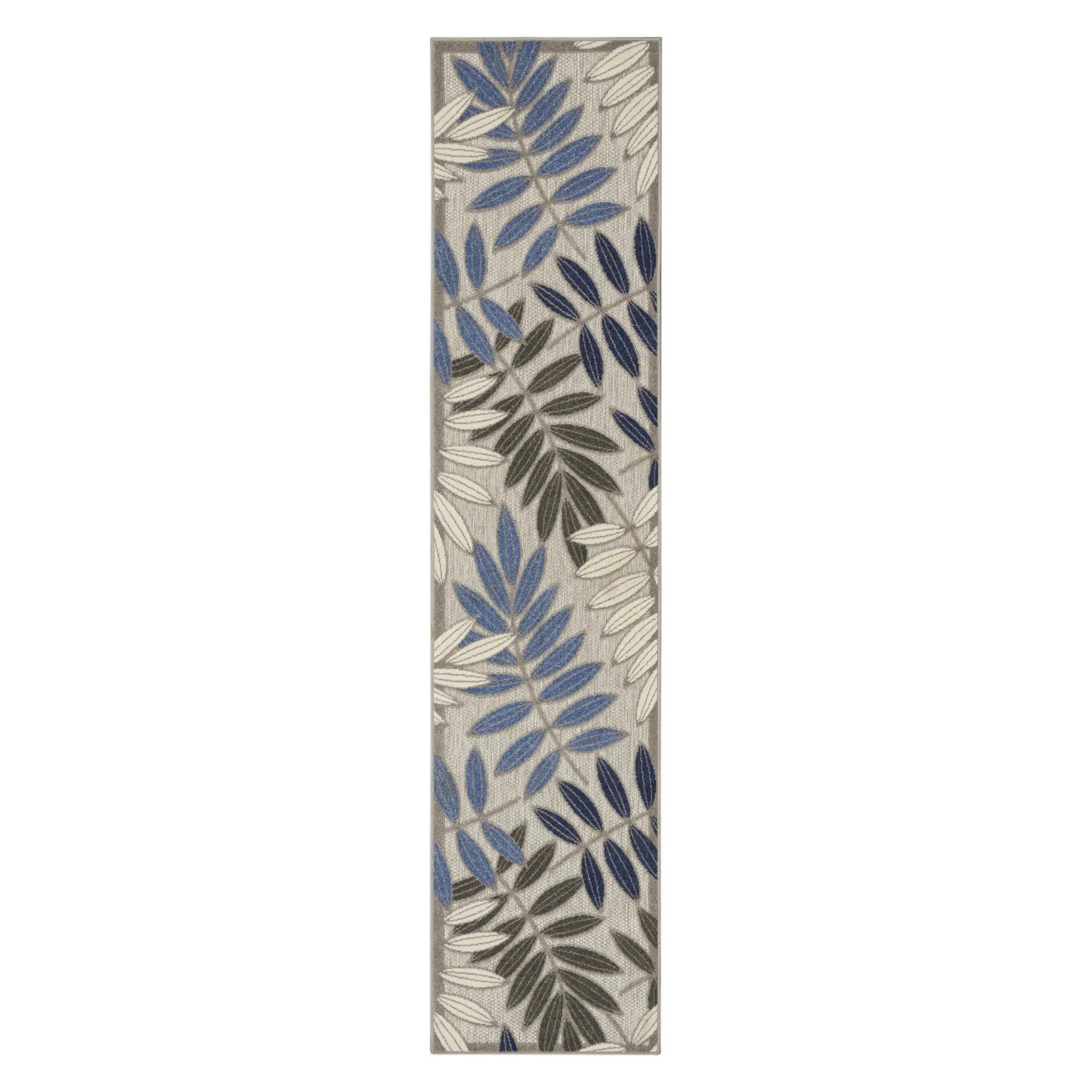 8' Blue And Gray Floral Indoor Outdoor Area Rug - GreatEagleInc
