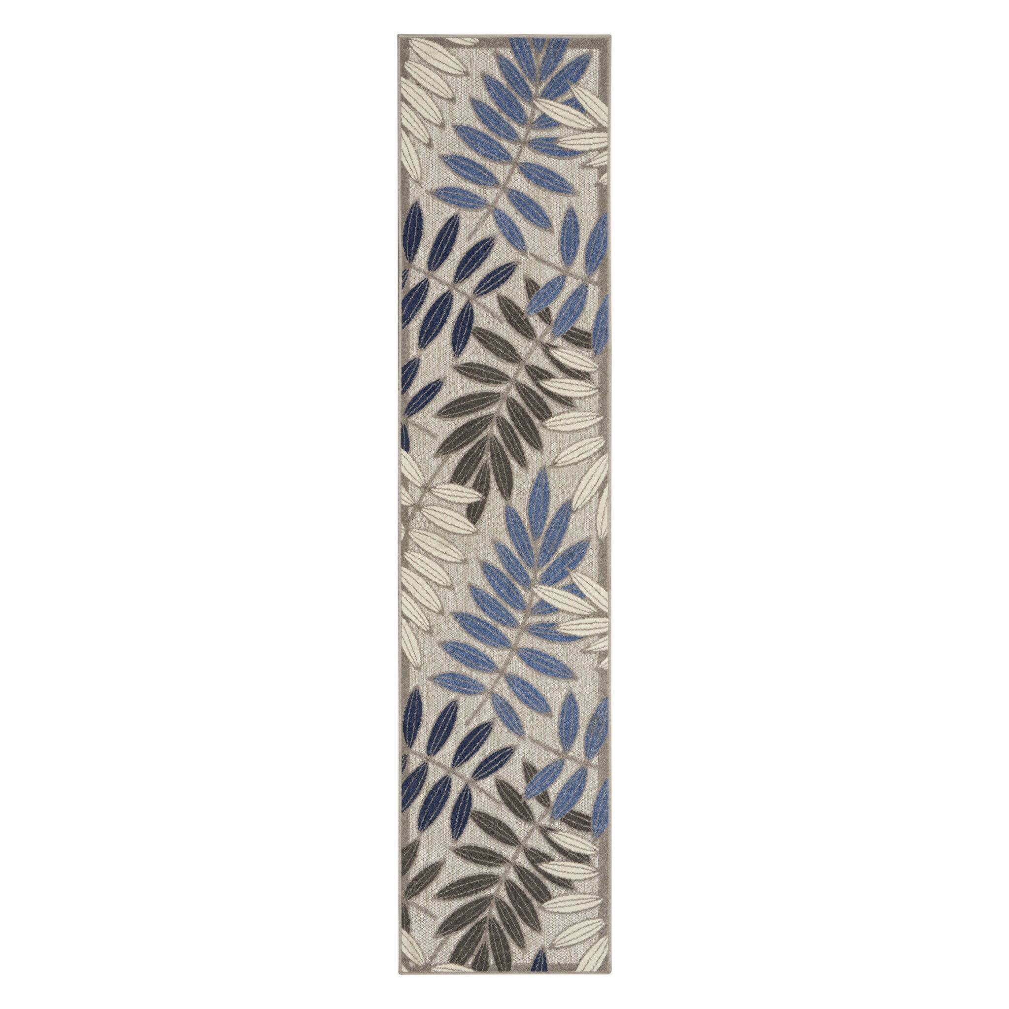 8' Blue And Gray Floral Indoor Outdoor Area Rug - GreatEagleInc