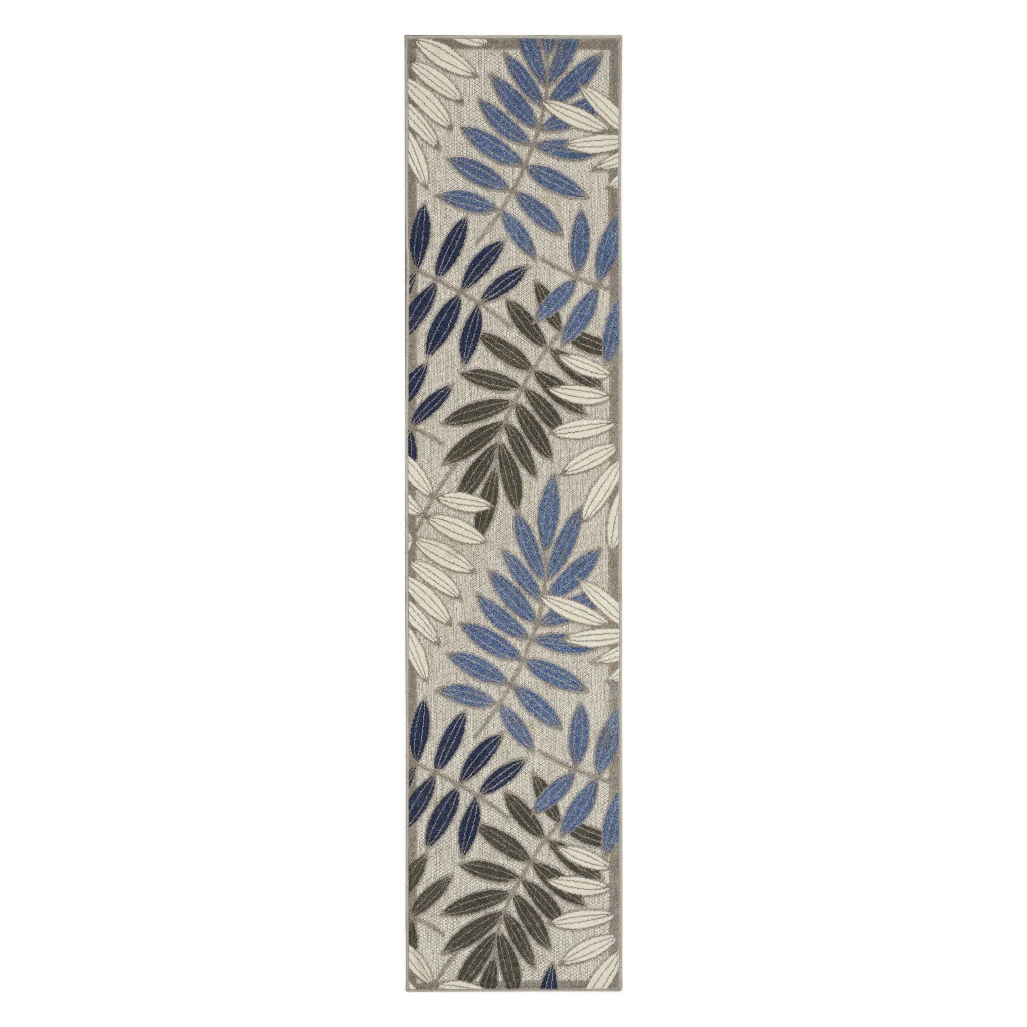 8' Blue And Gray Floral Indoor Outdoor Area Rug - GreatEagleInc