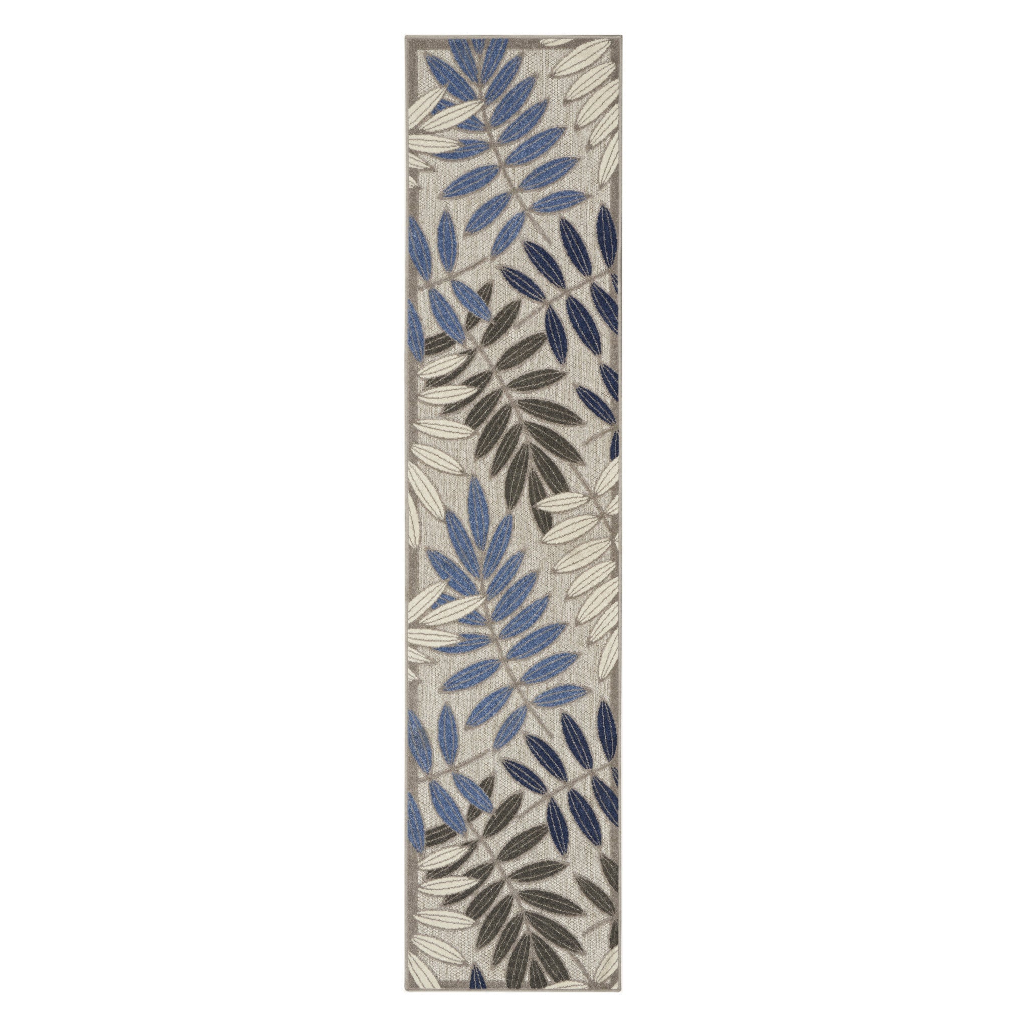 8' Blue And Gray Floral Indoor Outdoor Area Rug - GreatEagleInc