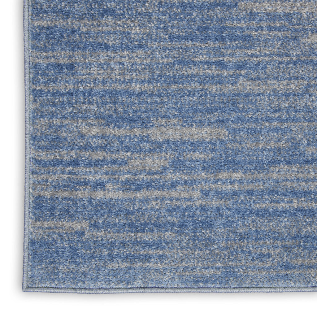 8' Blue And Gray Indoor Outdoor Runner Rug - GreatEagleInc