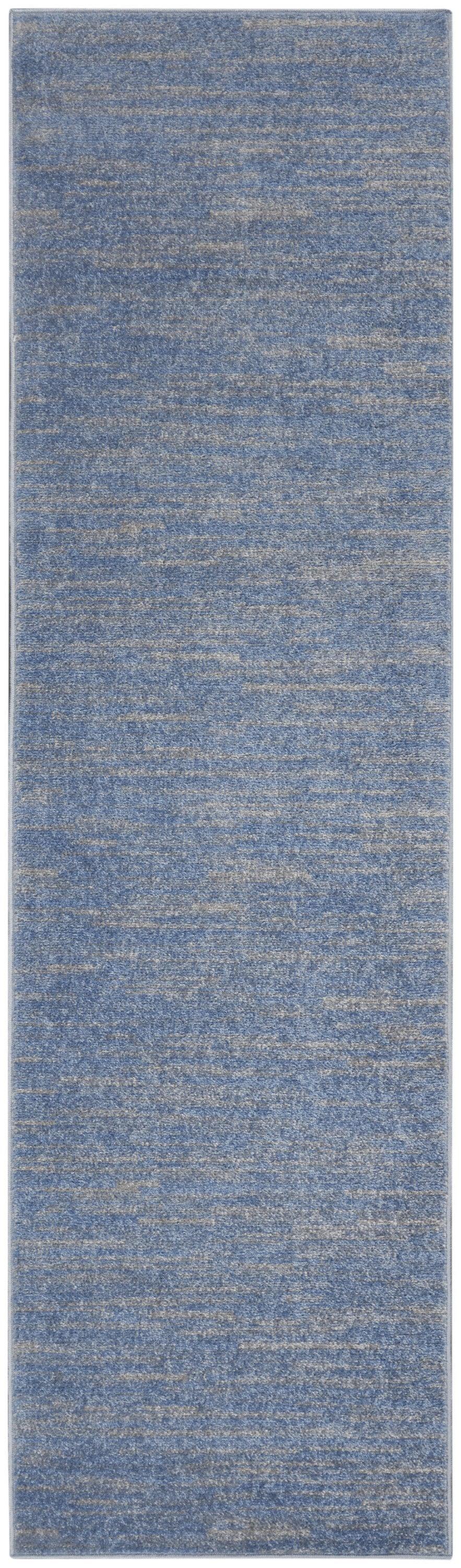 8' Blue And Gray Indoor Outdoor Runner Rug - GreatEagleInc