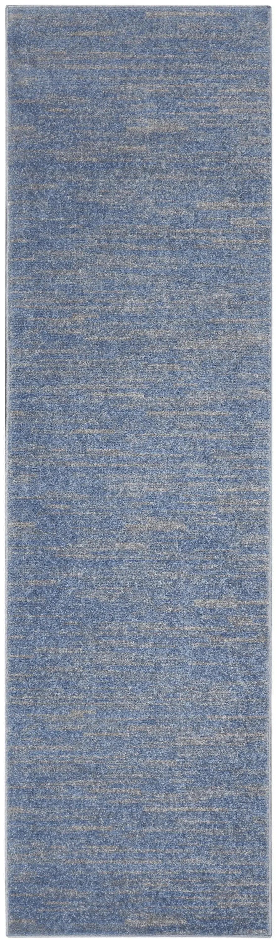 8' Blue And Gray Indoor Outdoor Runner Rug - GreatEagleInc