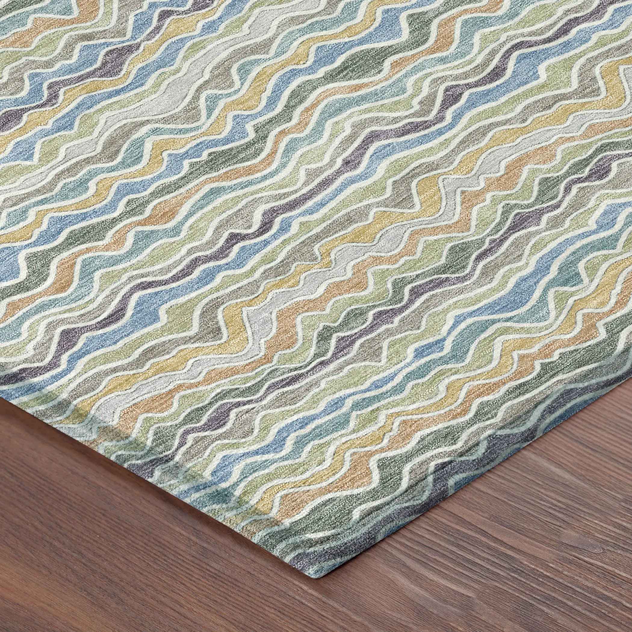 8' Blue And Green Round Striped Washable Indoor Outdoor Area Rug Homeroots Outdoor